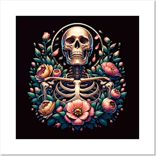 Floral Skull Power Of Positivity Posters and Art